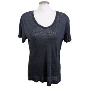 Lavon Linen Top T Shirt Women Plus 2X Black Short Sleeve Light Breathable Staple